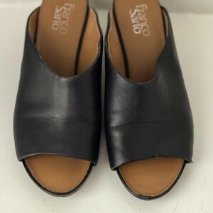Franco Sarto Black Leather Mules